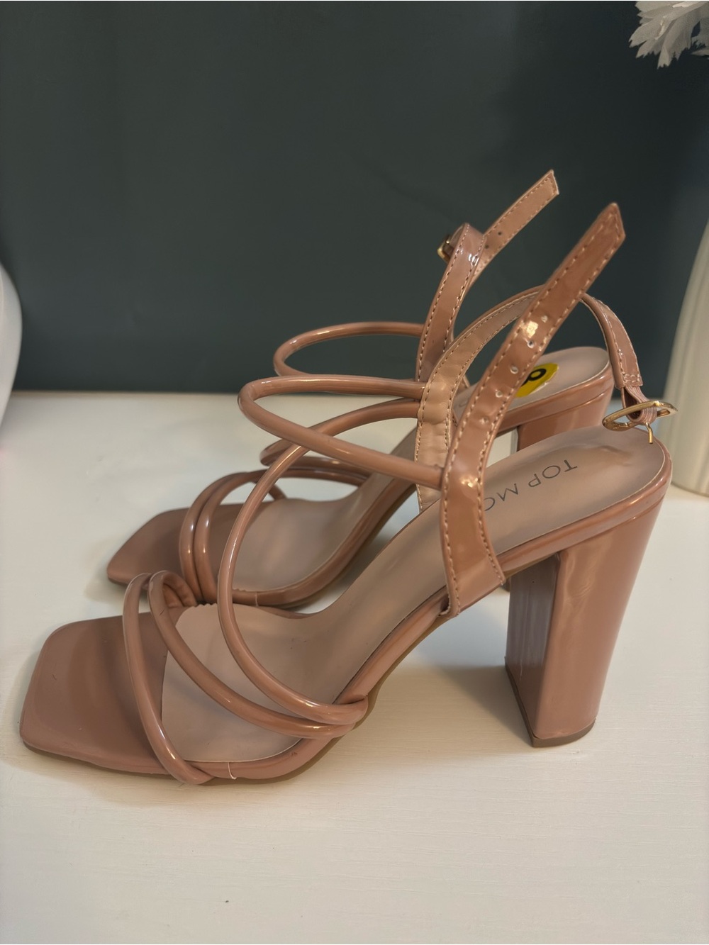 Top Moda Nude Strappy Block Heel Sandals